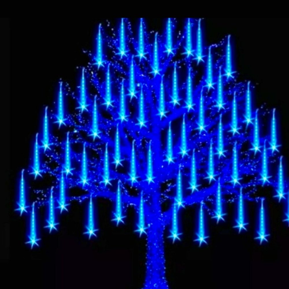 Meteor Shower Rain Drop Icicle Falling String LED Christmas Lights - BLUE